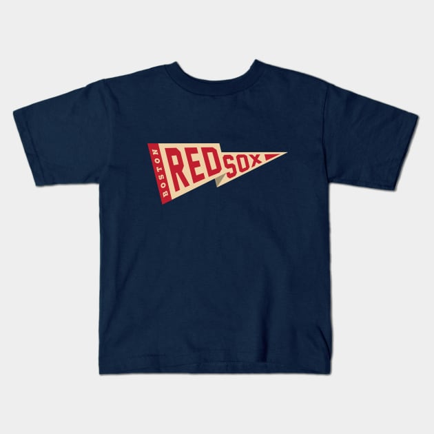 Boston Red Sox Pennant by Buck Tee Originals Kids T-Shirt by Buck Tee